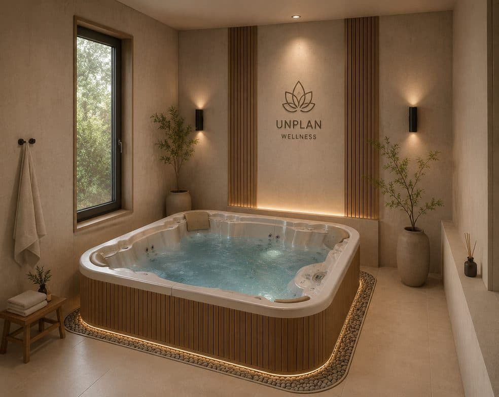 Private curtained spa treatment room in soft, low light